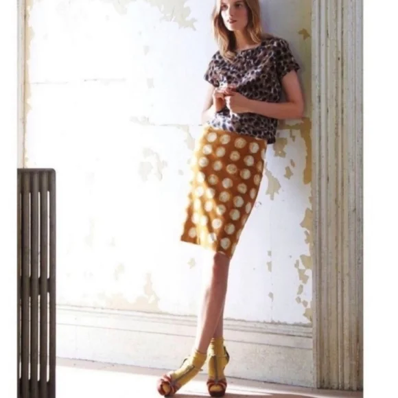 Maeve Orange and Cream Pencil Skirt - Picture 2 of 12